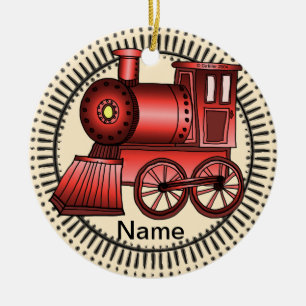 Red Train Ceramic Ornament