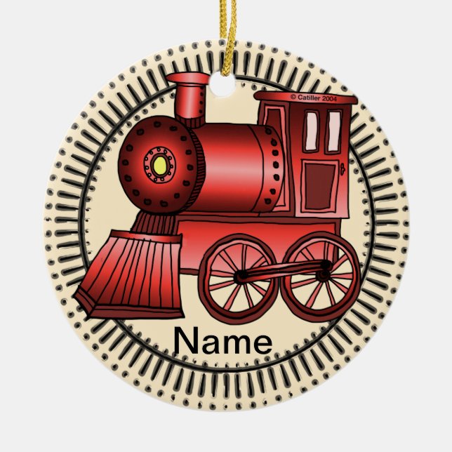 Red Train Ceramic Ornament (Front)