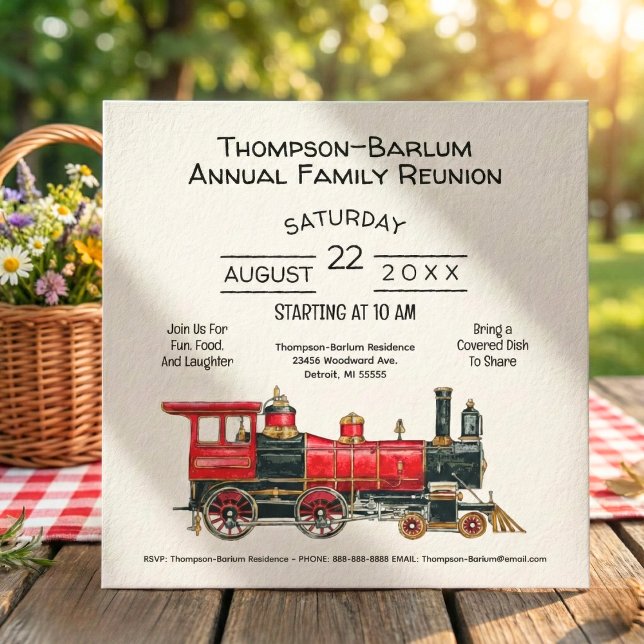 Red Train Family Reunion Invitation (Red Train Family Reunion Invitation)