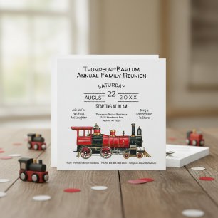Red Train Family Reunion Invitation