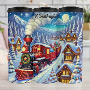 Red Train Festive Gingerbread Village Thermal Tumbler