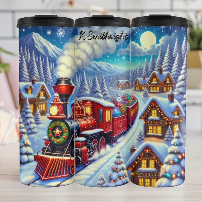 Red Train Festive Gingerbread Village Thermal Tumbler (Creator Uploaded)