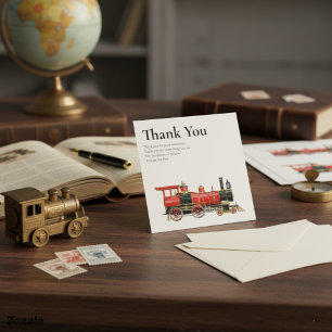 Red Train Flat Thank You For Everything Card