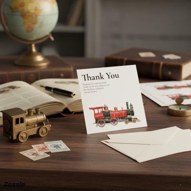 Red Train Flat Thank You For Everything Card (Red Train Flat Thank You For Everything Card)