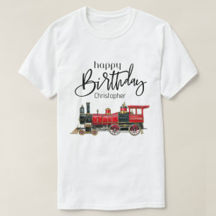 Red Train Happy Birthday "Your Name" T-Shirt