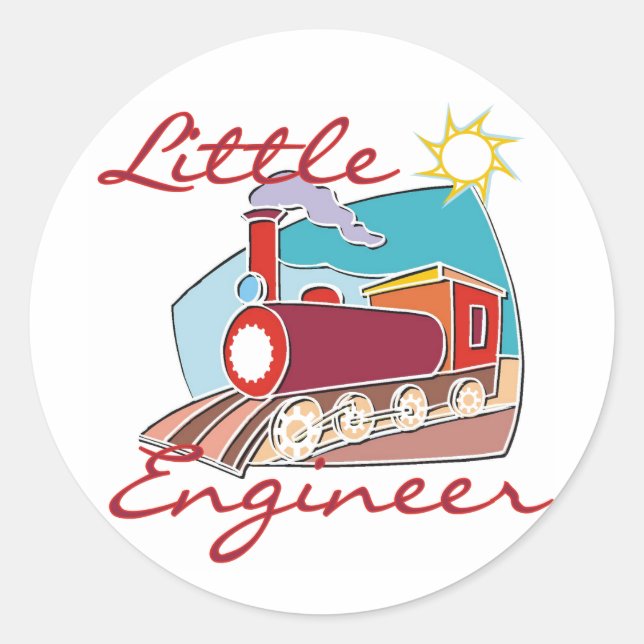 Red Train Little Engineer Tshirts and Gifts Classic Round Sticker (Front)