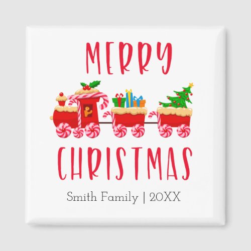 Red Train Merry Christmas Personalized Magnet