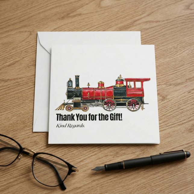 Red Train Thank You Card (Red Train Thank You Card)