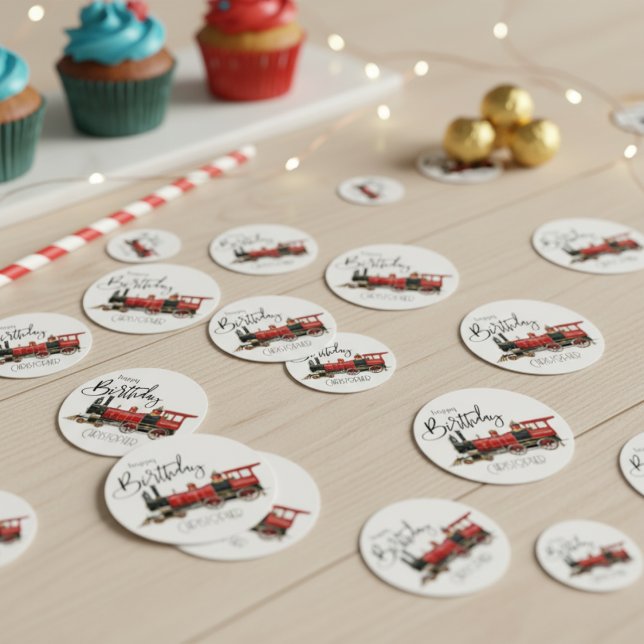 Red Train "Your Name" Birthday Table Confetti (Red Train "Your Name" Birthday Table Confetti)