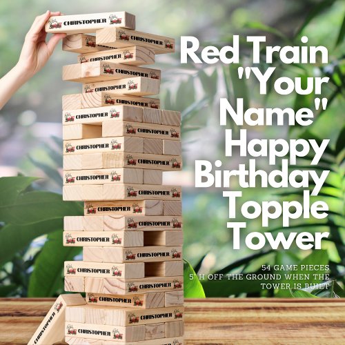 Red Train Your Name Happy Birthday  Topple Tower