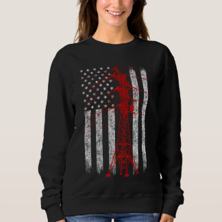 Red Transmission Tower American Flag Lineman Elect Sweatshirt