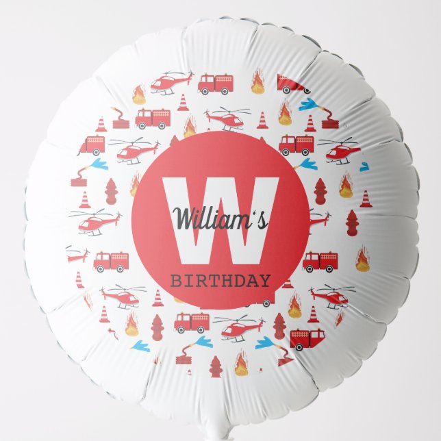 Red Transport Fire Truck Engine Birthday Party   Balloon (Front)