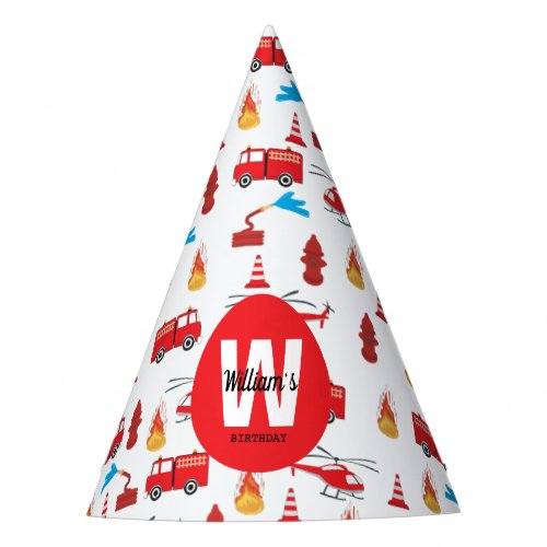 Red Transport Fire Truck Engine Birthday Party  Party Hat