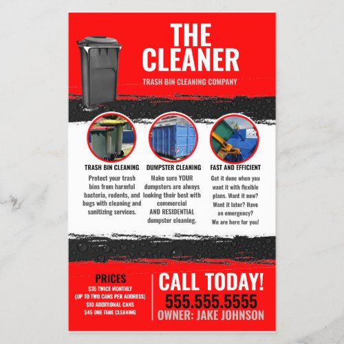 Red Trash Can Cleaning Service Flyer