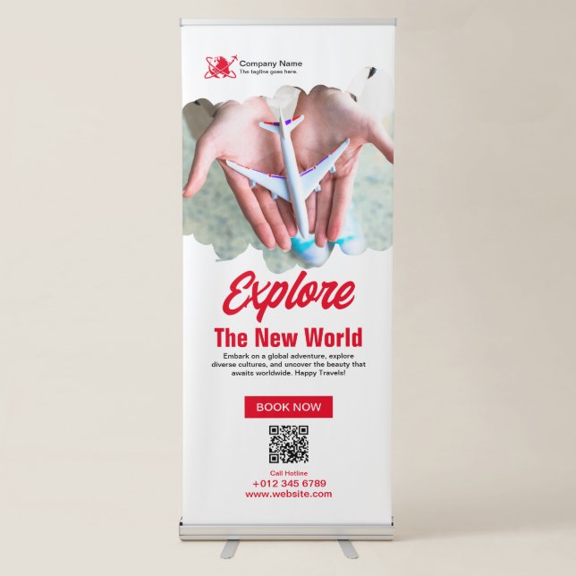 Red Travel Agency Retractable Banner (Front)