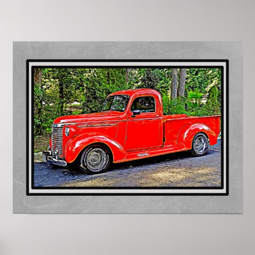 Red Trcuk At Car Show _ Art Print