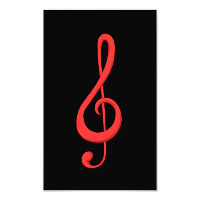 Red treble clef music illustration. photo print (Front)