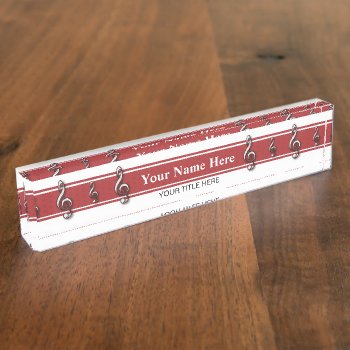 Red Treble Clef Music Nameplate by ForTheMusician at Zazzle