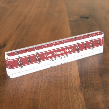 Red Treble Clef Music Nameplate