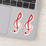 [ Thumbnail: Red Treble Clef Music Symbols Sticker ]