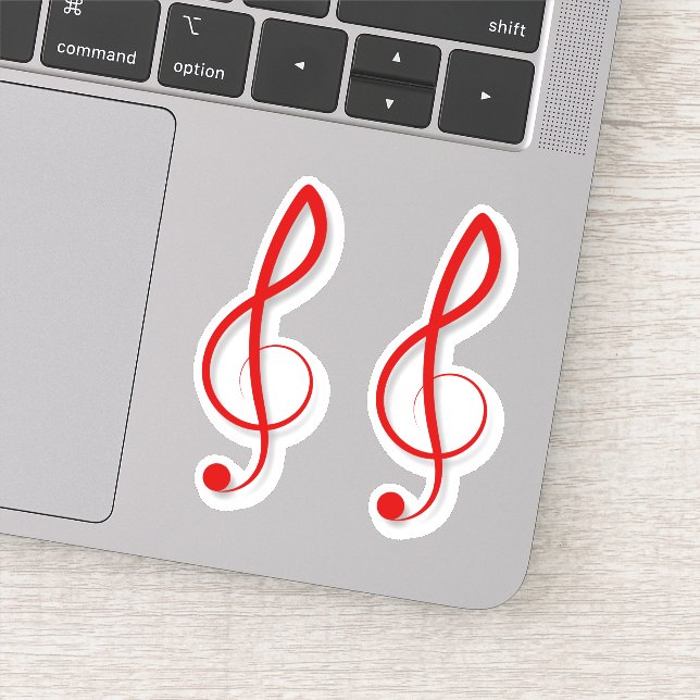 Red Treble Clef Music Symbols Sticker (Detail)