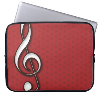 Red Treble Clef Neoprene 15 inch Laptop Sleeve
