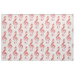 Red Treble Clef Pattern Fabric