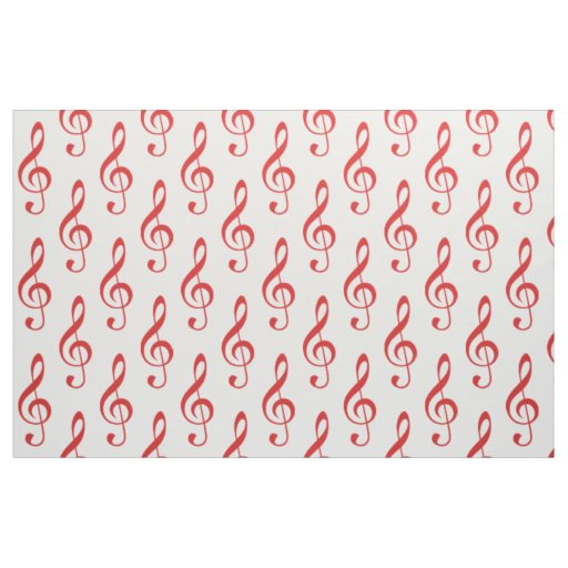Red Treble Clef Pattern Fabric
