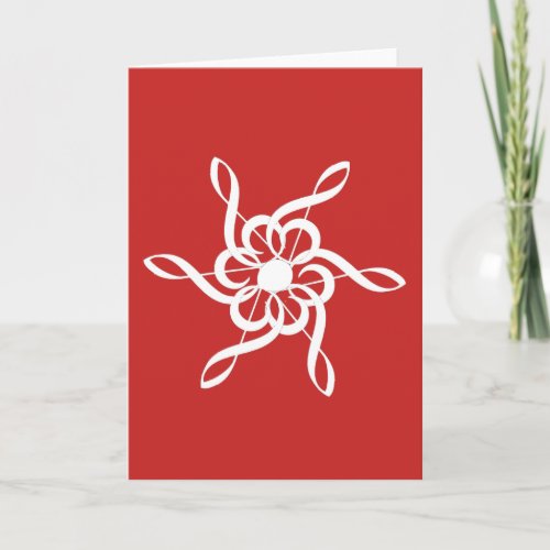 Red Treble Clef Snowflake Musical Blank Card