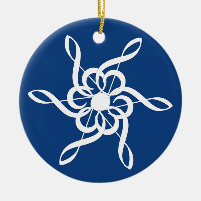 Red Treble Clef Snowflake Musical Ornament (Front)
