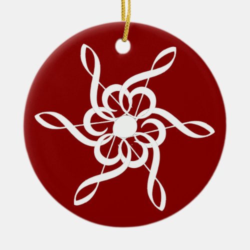 Red Treble Clef Snowflake Musical Ornament