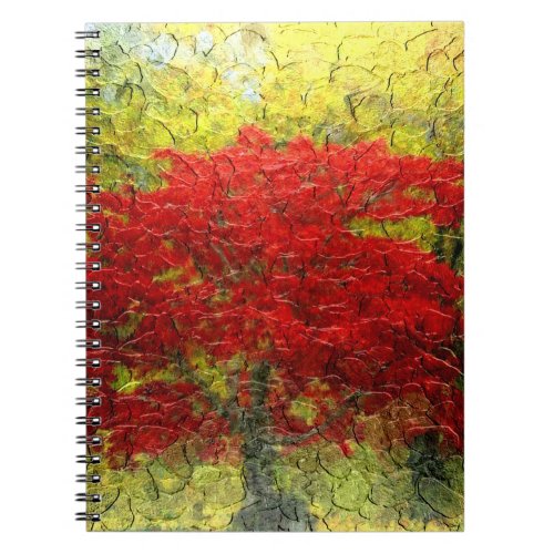 Red Tree Abstract Painting In Autumn Notebook