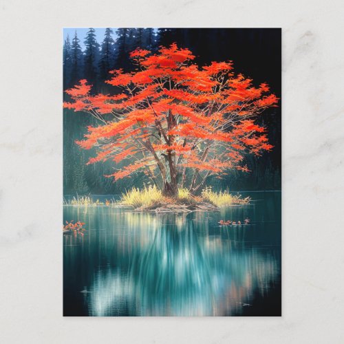 Red Tree Amidst the Azure Swamp Postcard