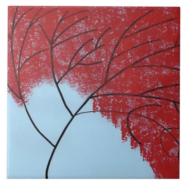 Red Tree Ceramic Tile (Front)
