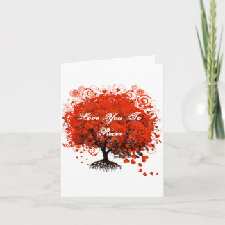 Red Tree Heart & Swirls Love Card