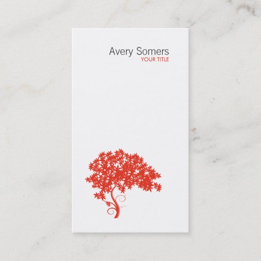 Customizable Red Tree Simple White Business Card