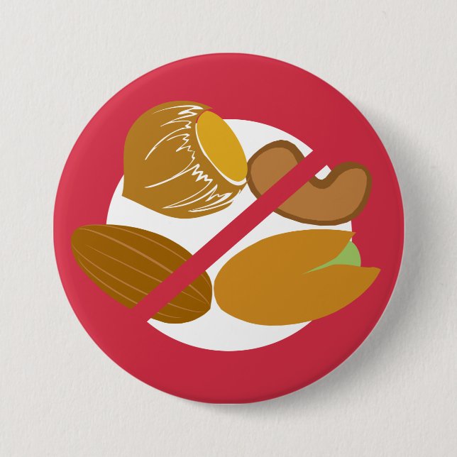 Red Tree Nut Free Nut Allergy Kids Pinback Button (Front)