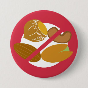Red Tree Nut Free Nut Allergy Kids Pinback Button