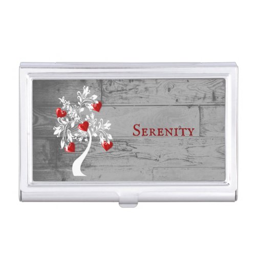 Red Tree of Hearts Business Card Case