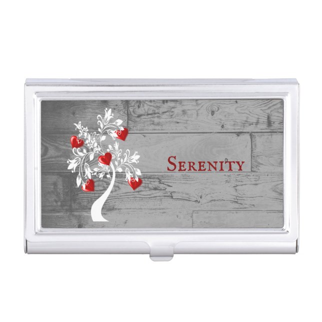 Red Tree of Hearts Business Card Case (Front)