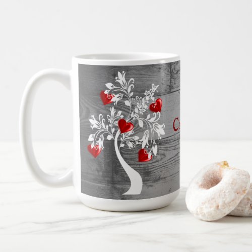 Red Tree of Hearts Personalized Coffee Mug