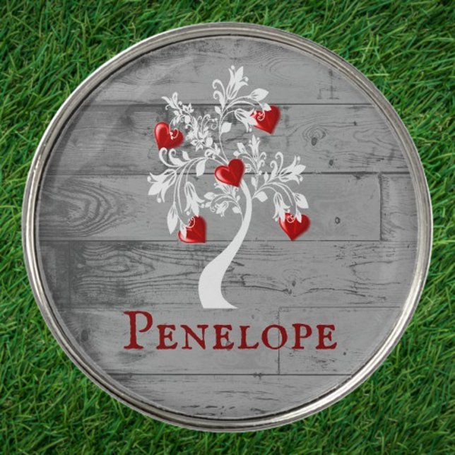 Red Tree of Hearts Personalized Golf Ball Marker (Red Tree of Hearts Personalized Golf Ball Marker)