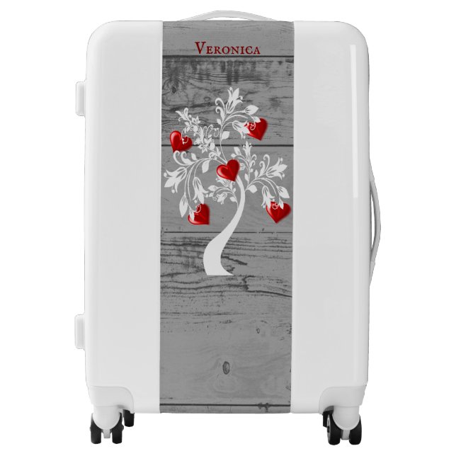 Red Tree of Hearts Personalized Luggage (Front)