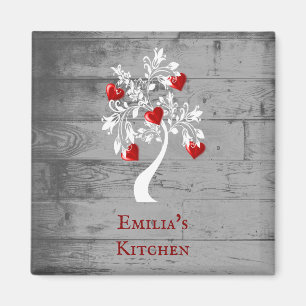 Red Tree of Hearts Personalized Magnet
