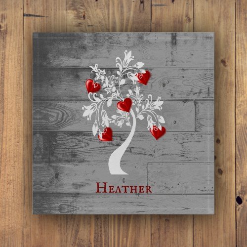Red Tree of Hearts Personalized Paperweight