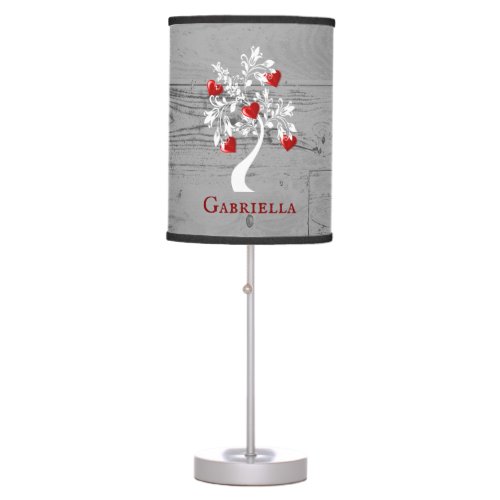 Red Tree of Hearts Personalized Table Lamp