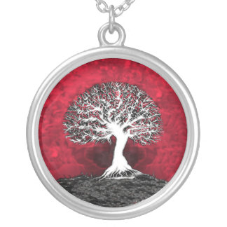 Red Tree of Life Pendant Jewelry Necklace