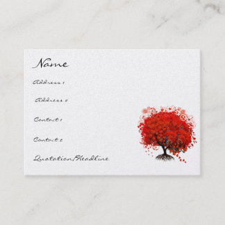 Red Tree Roots Swirls Hearts Business Card