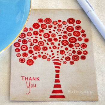 Red Tree Thank You Appreciation Note Card by Pip_Gerard at Zazzle