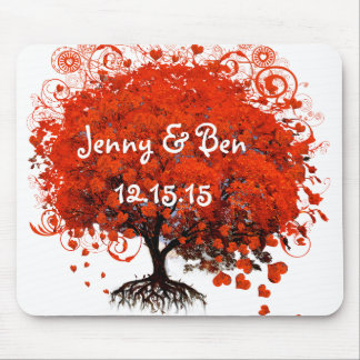Red Tree Wedding Mouse Pad